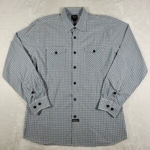 Troy Lee Designs Long Sleeve Button Up Shirt Men's Large Blue Striped Casual‎